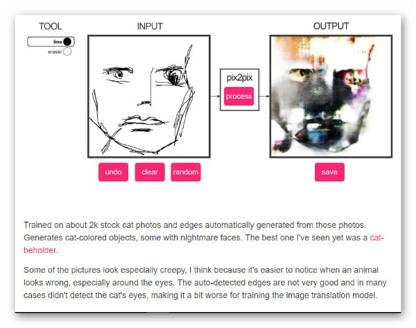 Pix2pix рисует людей онлайн